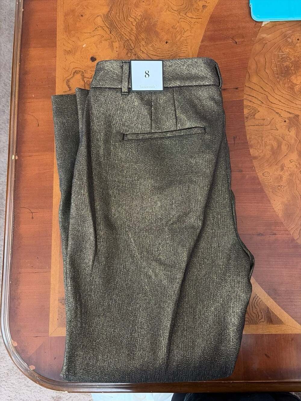 Talbots The Slim Ankle Gold Metallic Shimmer Dress Pants